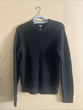DKNY Men’s Black Textured Crewneck Sweater